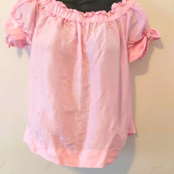 J CREW | Women's Off The Shoulder Silk Top Pink Size 4 - Picture 1 of 7